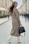 Patterned Long Knit Cardigan with Pockets R4278 Mink - 3