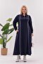 Plus Size Striped Detail Polo Neck Dress - 2