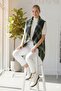 Italian Black-Green Shawl Collar Sleeveless Plaid Without Closure Thick Acrylic Long O Oversized Woven Vest 85 68 - 4