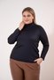 1220626 Large Size Corded Fabric Turtleneck Women's Blouse Black