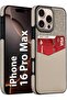 iPhone 16 Pro Max Leather Card Case with 1-2 Card Holder (Beige)