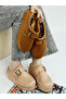Buckle Strap Flatform Booties Beige - 2