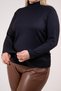 1220626 Large Size Corded Fabric Turtleneck Women's Blouse Black - 5