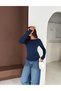 Women's Boat Neck Finger-Looped Long Sleeve Full Stretch Fabric Cotton Viscose Buzzy Body T-Shirt - 4