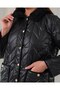 Plus Size Fur Collar Quilted Stitched Coat - 5