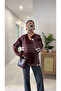 Bredry Burgundy Cream V-Neck Knitwear - 2