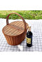 OneDcor Handmade Wicker Picnic Basket with Handle, 49x30x40 cm, Beige - 6