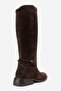 Ansel Brown Suede Genuine Leather Women's Riding Boots with Ankle Strap - 5