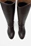 Ansel Brown Skin Genuine Leather Women's Riding Boots with Ankle Strap - 2