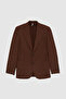 Ds Damat Slim Fit Brown Diagonal Fabric Jacket - 5