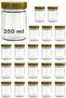 350 ml Jar with Gold Deep Lid 350 Cc Transparent Jam, Marmalade Glass Jar Deep 20 Pieces