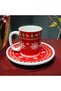 Set of 2 Christmas Themed Red Porcelain Cups Christmas Decoration - 4