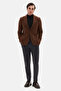 Ds Damat Slim Fit Brown Diagonal Fabric Jacket - 2