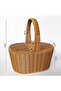 OneDcor Handmade Wicker Picnic Basket with Handle, 49x30x40 cm, Beige - 2
