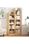 OneDcor Tall Wooden Bookshelf Cabinet - 6-Tier Freestanding Bookcase (Rustic, Beige) - 6