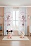 Ribboned Ballerina Patterned Children's Baby Room Background Curtain (Single Wing Pricing) - 3