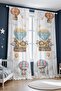 Orange Blue Safari Balloon Patterned Children's Baby Room Background Curtain (Single Wing Pricing) - 3