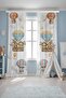 Orange Blue Safari Balloon Patterned Children's Baby Room Background Curtain (Single Wing Pricing) - 2