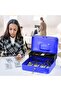 X-Large Cash Box with Key, Cantilever Tray, Coin Slot (Blue) - 2