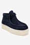 Melia Navy Blue Suede Genuine Leather Women's Ankle Boots - 3