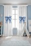 Blue Polka Dot Bow Patterned Children's Baby Room Background Curtain (Single Panel Pricing) - 2