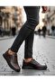 Men's Brown Elastic Comfortable Sole Stitched Genuine Leather Casual Shoes