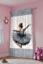 Gray Ballerina Patterned Children's Baby Room Background Curtain (Single Wing Pricing) - 4