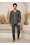 Men's Front Buttoned Long Sleeve Pajama Set - 3