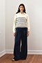Navy Blue Pleat Detail Palazzo Pants