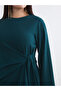 Petrol Plus Size Crew Neck Shirred Dress - 5