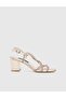 Crocus Genuine Leather Gold Stone Women's Heeled Sandals - 3