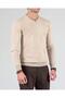 Italian Style S Slim Fit Men's V-Neck Knitwear Sweater Beige T8737 - 5