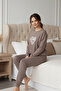Leopard Heart Inside B Printed Sweatpants-Pajama Set with Cuffs on Sleeves/Legs/Hem - 3