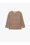 Baby Girl Lepoar Patterned Long Sleeve Crew Neck Cotton T-Shirt (Aw 25)