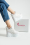 New Season White Hidden Wedge Heel Sneakers Total Height 10 CM - 3