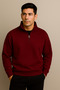 Men's Thick 3 Thread D Mock Neck Half Zipper Winter Sweatshirt with Fleece Inside - 2