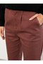 Brown Elastic Waist Standard Fit Straight Gabardine Women's Trousers - 4