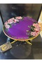 Glass Design Metal Leg Presentation Plate, Moon-Shaped Metal Leg and Decorative Glass Rose Pattern on Top - 7