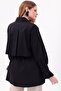 Women's Black Hijab Poplin Belted Tunic Shirt Comfortable Fit - 3