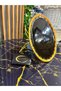 Glass Decorative Display Stand with Line Detail Metal Gold Legs, Stand, Kura Piped K - 5