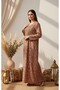 Floral printed jalabiya in warm earthy tones - 2