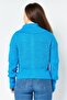 Women Turtle Neck Knitted Sweater, Blue - 3