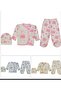 Newborn Baby Girl 3-Piece Set 0–3 Months – Beige Bear Pattern Cotton Bodysuit Set - 2