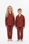 Boys - Girls 100% Cotton Long Sleeve Button down Red Plaid Pajama Set Cf-25025