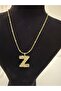 Steel, with Stylish Chain Detail, Two-Tone, Design Letter Necklace