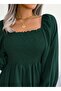 Women's Long Sleeve Geometric Neckline Gipe Detailed Crepe Blouse - 2