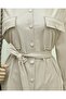 Waist-tied double pocket leather shirt - cream - 3