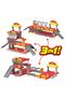 Fire Department 3-In-1 Parking Building Playset For Kids Multi Level Fire Station With Sliding Ramp