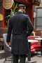 Men's Black Double Breasted Cashew Coat - 3