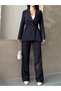 Blazer Jacket Wide-Leg Pants Suit and Tied at the Waist with a Thin Belt in the Color,